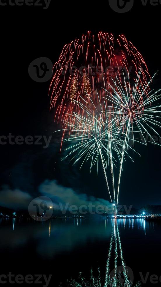 fuochi d'artificio celebrazione a notte nel il suan luang rama ix foto