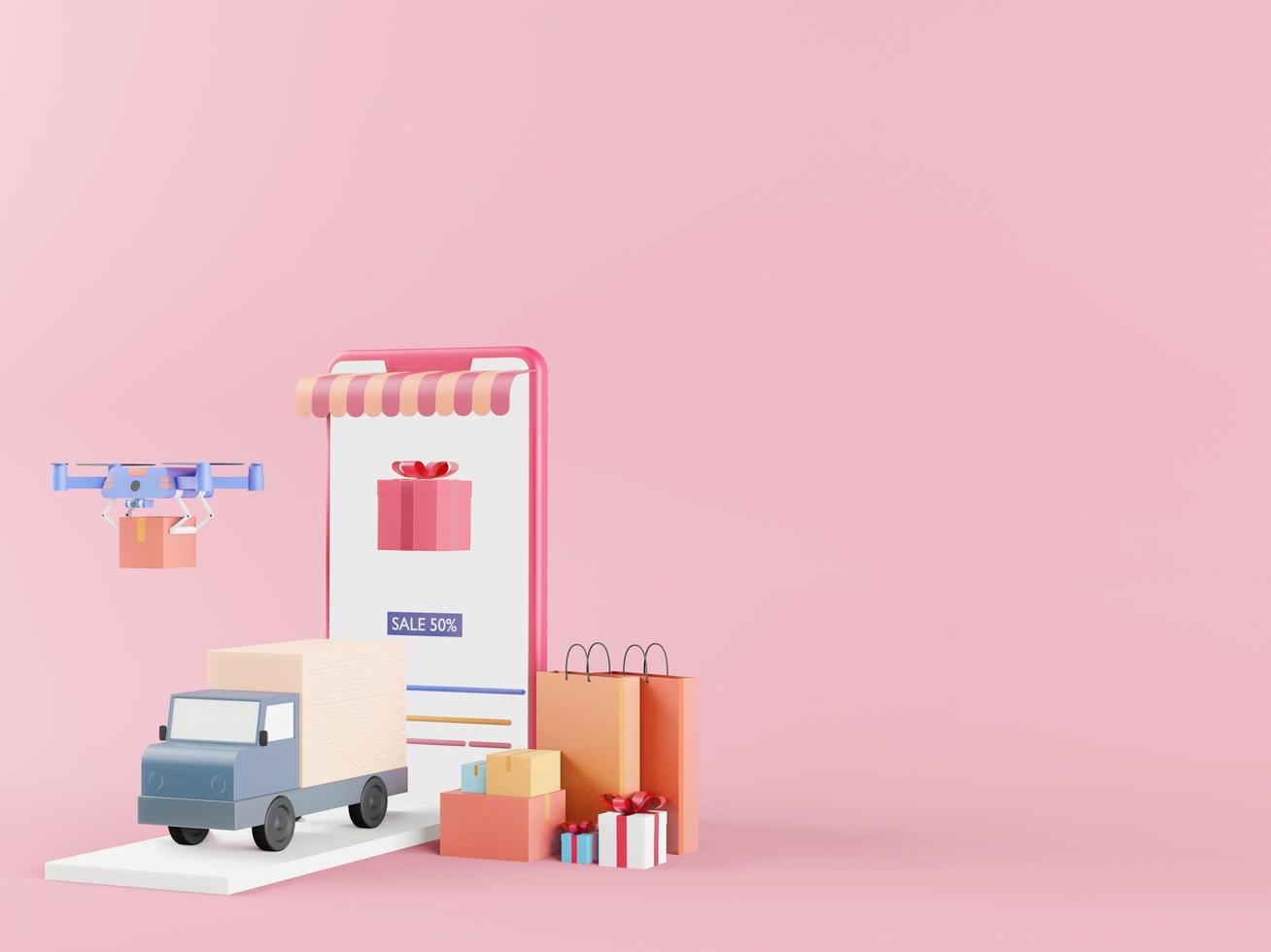 mockup di shopping mobile online foto