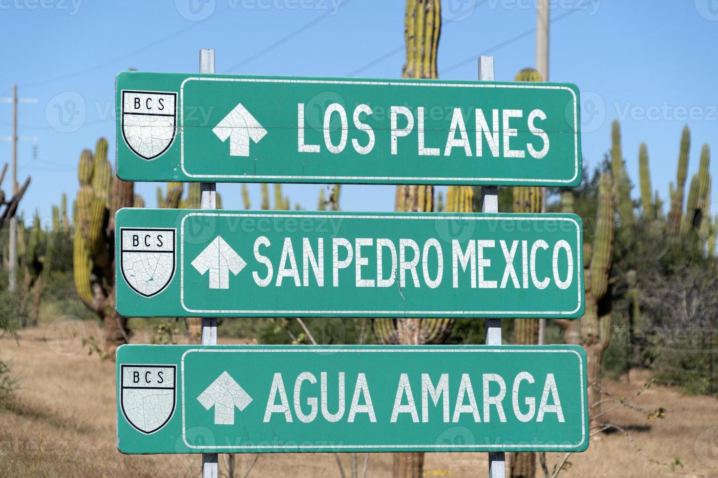 baja California sur los aerei san pedro Messico agua amarga strada cartello foto