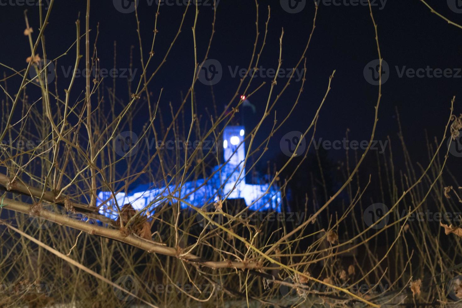 Lubiana castello contento nuovo anno fuochi d'artificio foto