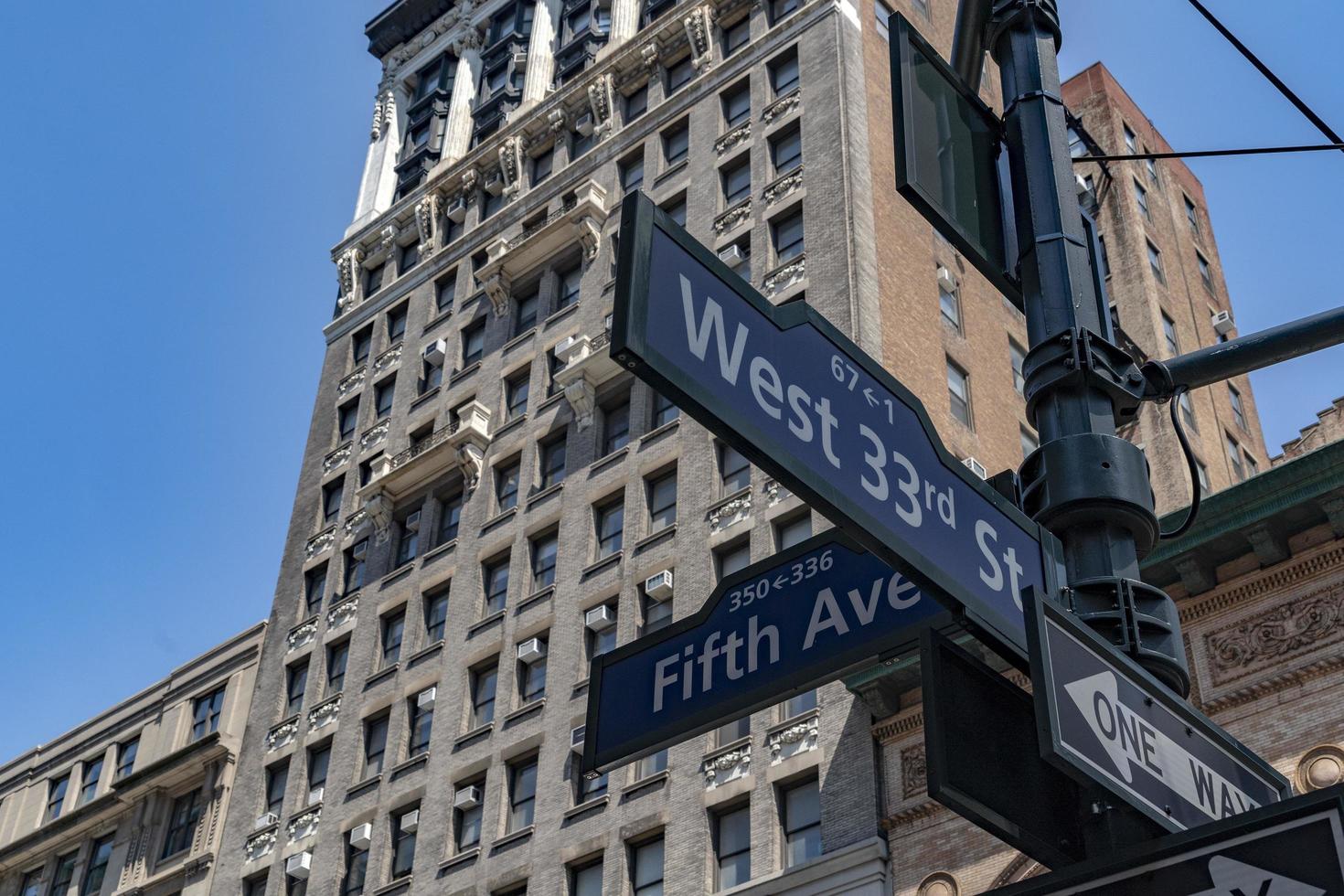 quinto viale cartello nuovo York ovest 33 ° strada, 2022 foto