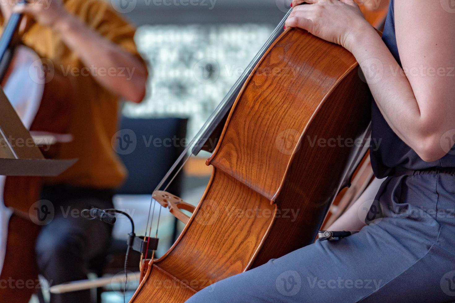 violoncello strada giocatore donna esecutore foto