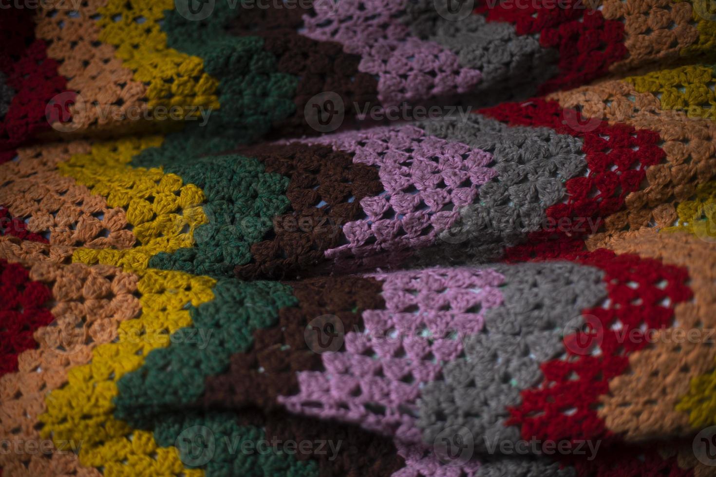 della nonna plaid. colorato tessuto. a maglia tessuto. foto