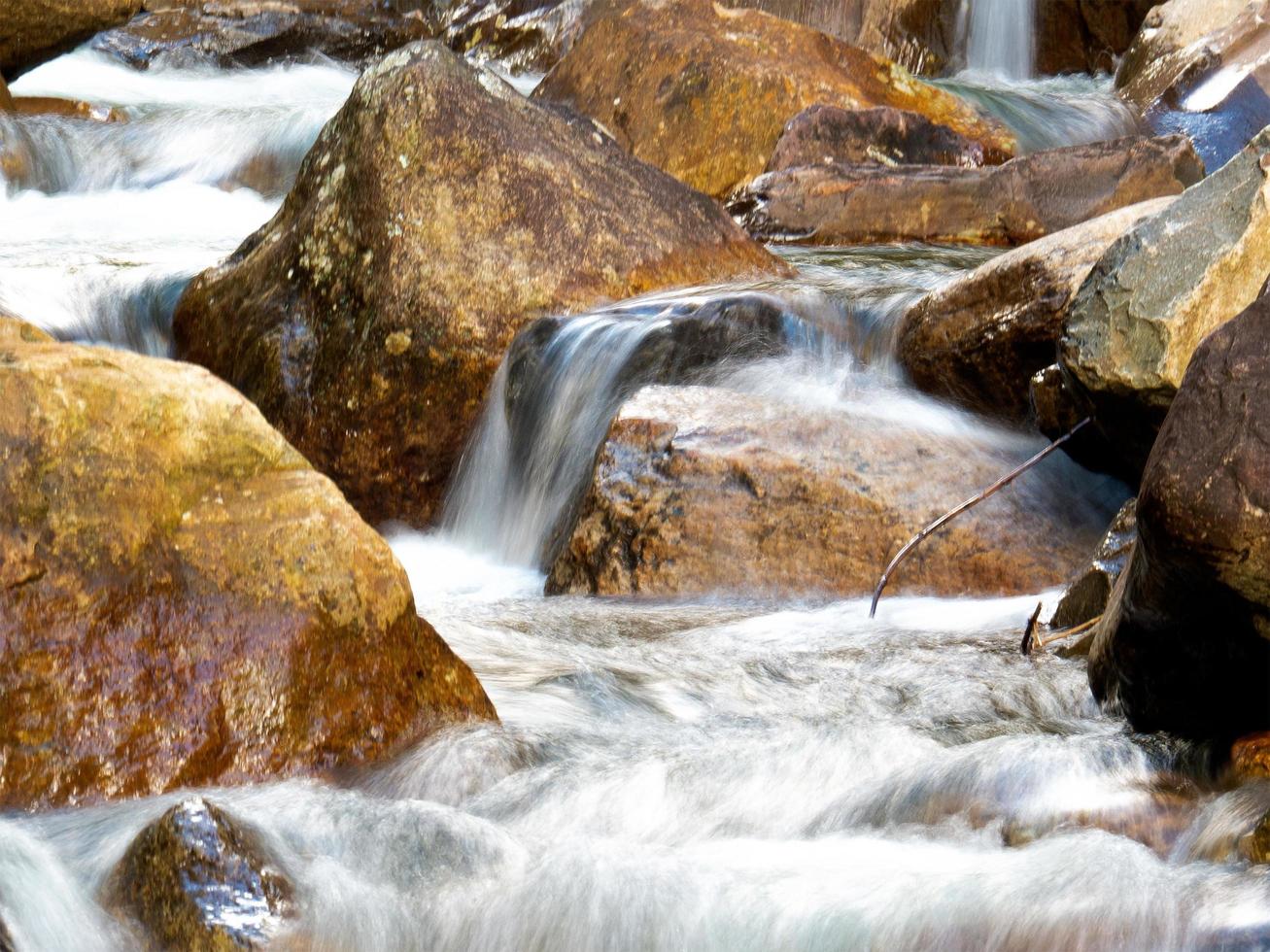 bellissimo cascata con sfocato cristallino acque fotografato nel lungo esposizione foto