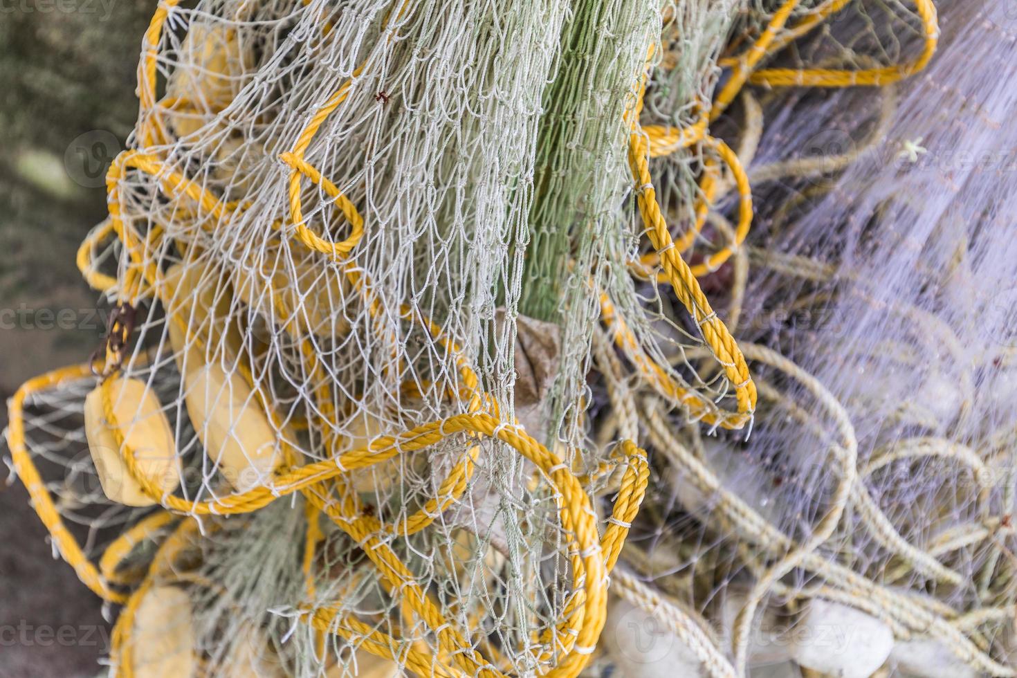 dettaglio di un' pesca rete. astratto pesca industria oggetto avvicinamento foto