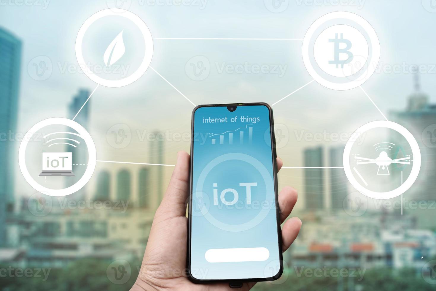 IoT sistema quello usi mobile dispositivi per controllo ogni dispositivo nel quotidiano vita. foto