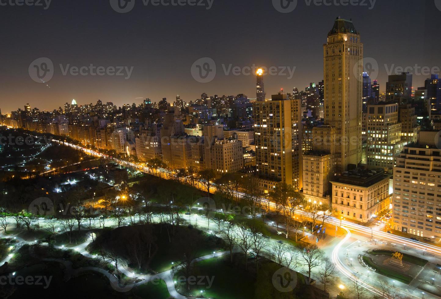 nuovo York città centrale parco panorama aereo Visualizza a buio notte foto