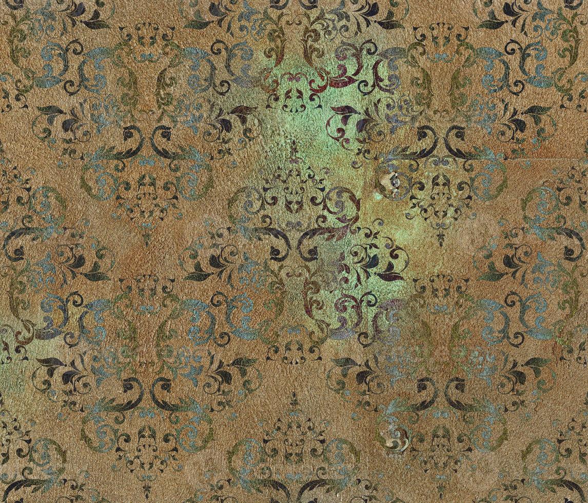 digitale piastrelle design. 3d rendere colorato ceramica parete piastrelle decorazione. astratto damasco patchwork senza soluzione di continuità modello con geometrico e floreale ornamenti, Vintage ▾ piastrelle intricato dettagli foto