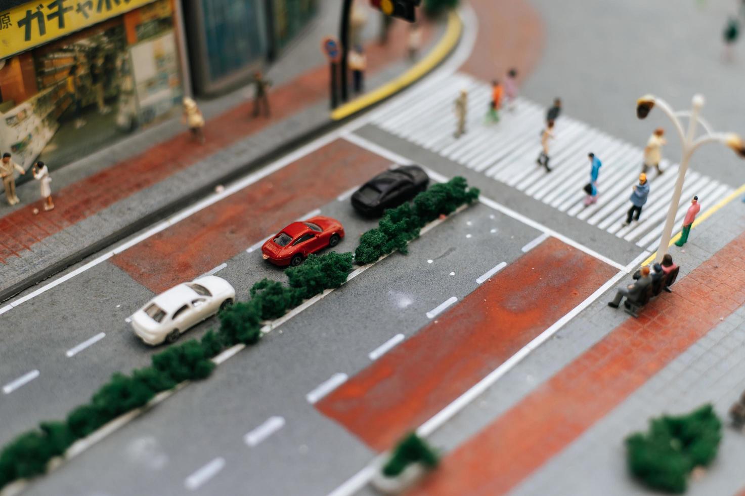 primo piano del traffico in miniatura foto