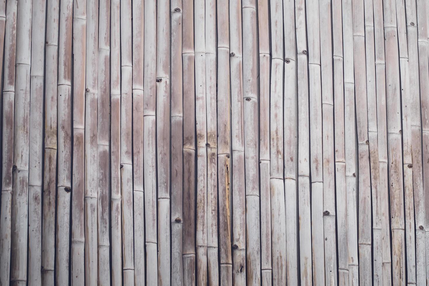 vecchia struttura di recinzione della plancia di bambù tono marrone per lo sfondo. vicino decorativo vecchio legno di bambù di sfondo muro di recinzione foto