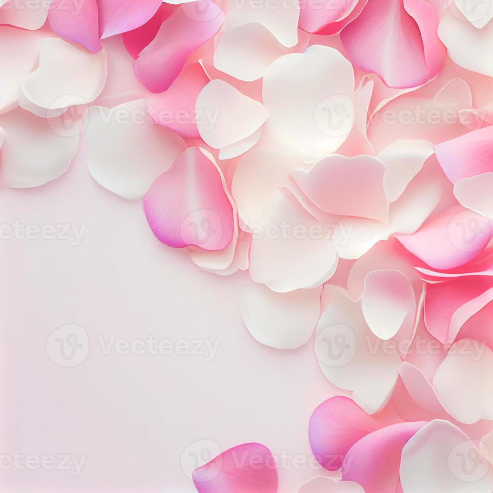 San Valentino telaio fatto di rosa fiori, coriandoli su bianca sfondo foto