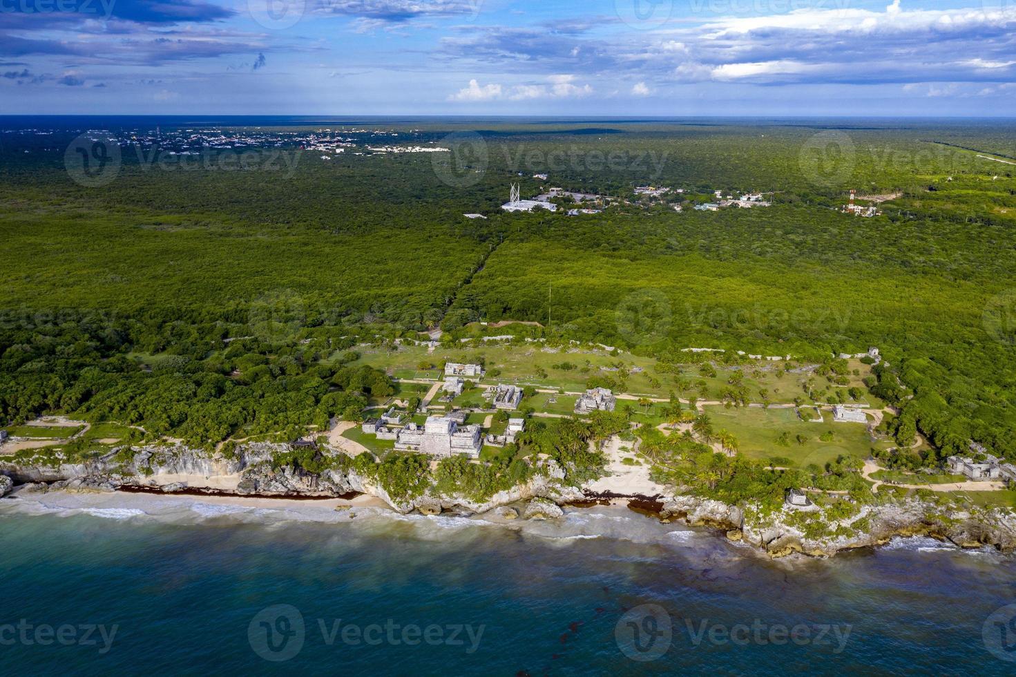 tulum maya rovine aereo Visualizza panorama foto