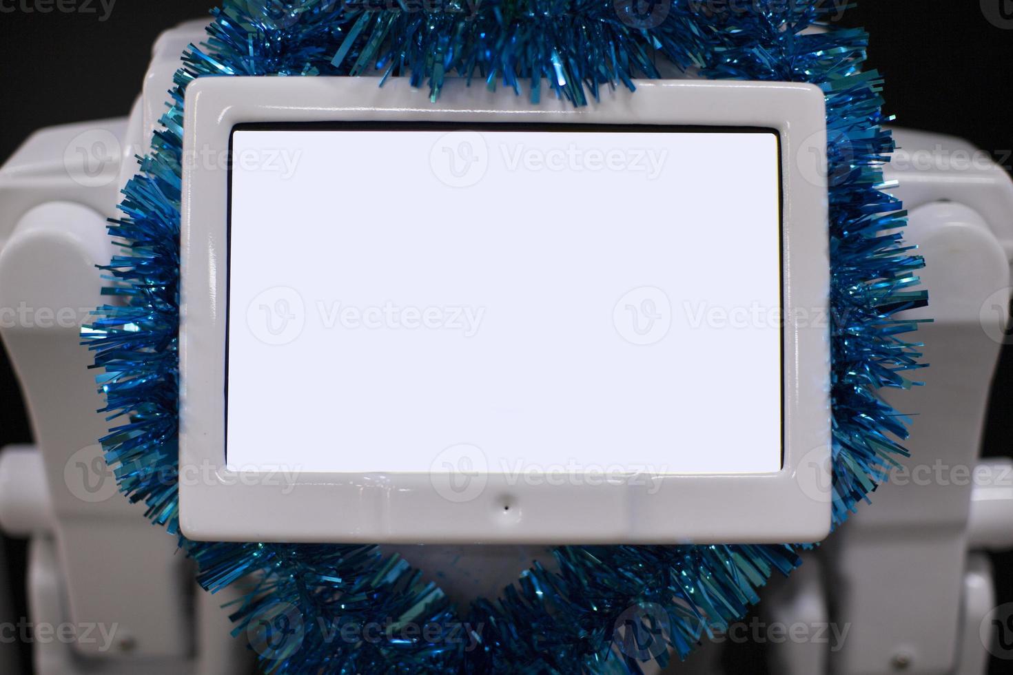 vuoto elettronico Schermo nel Natale tinsel.blank elettronico Schermo foto