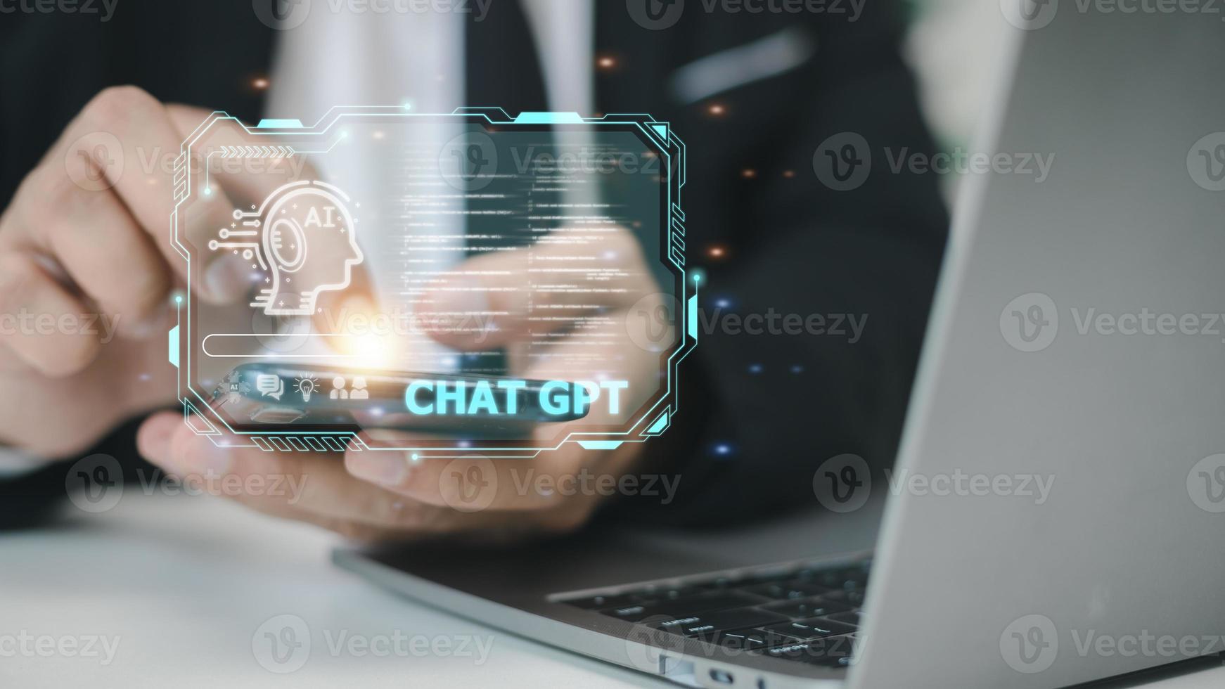 chatgpt Chiacchierare con ai o artificiale intelligenza. attività commerciale chat con un' inteligente ai o artificiale intelligenza utilizzando un artificiale intelligenza chatbot sviluppato di openai. foto