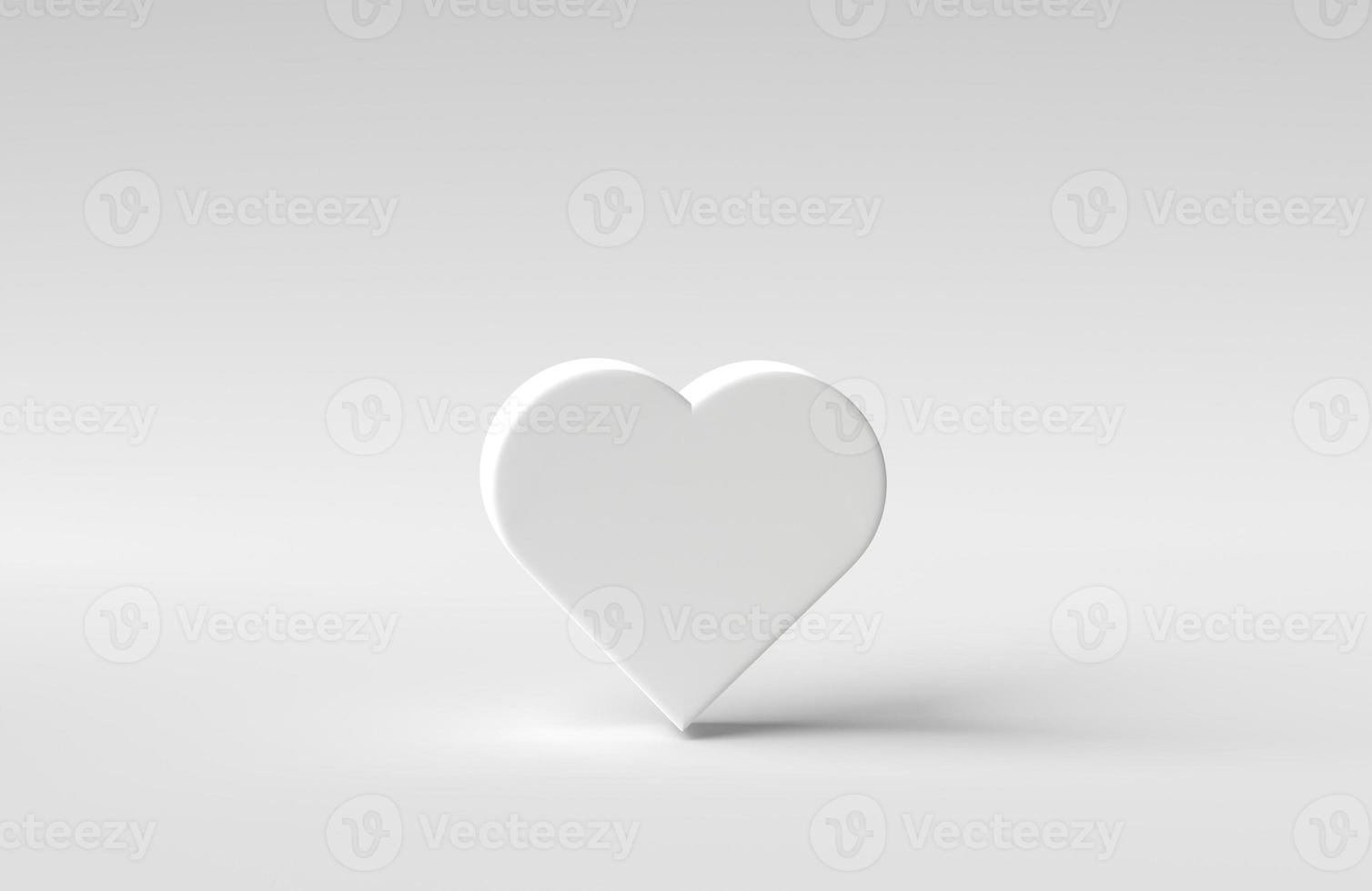cuore su bianca sfondo. sociale reti cuore icona, piace e amore. 3d rendering, 3d illustrazione. foto