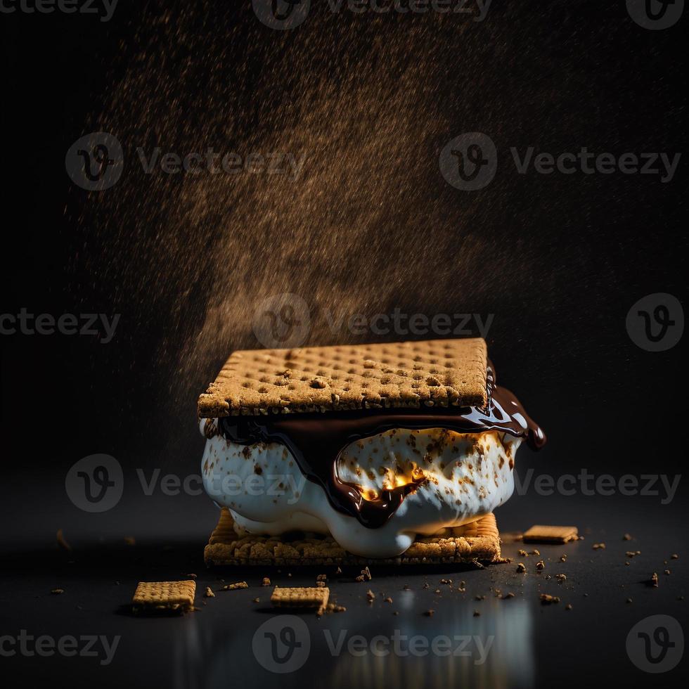 foto smores su nero sfondo cibo fotografia