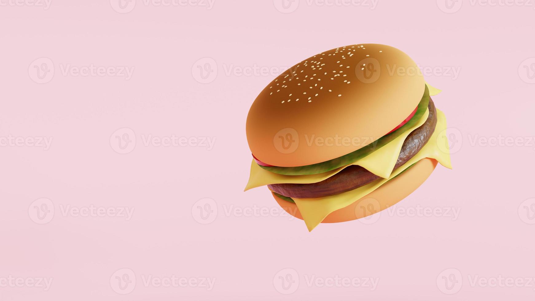 Hamburger. sfondo 3d rendere illustrazione. foto