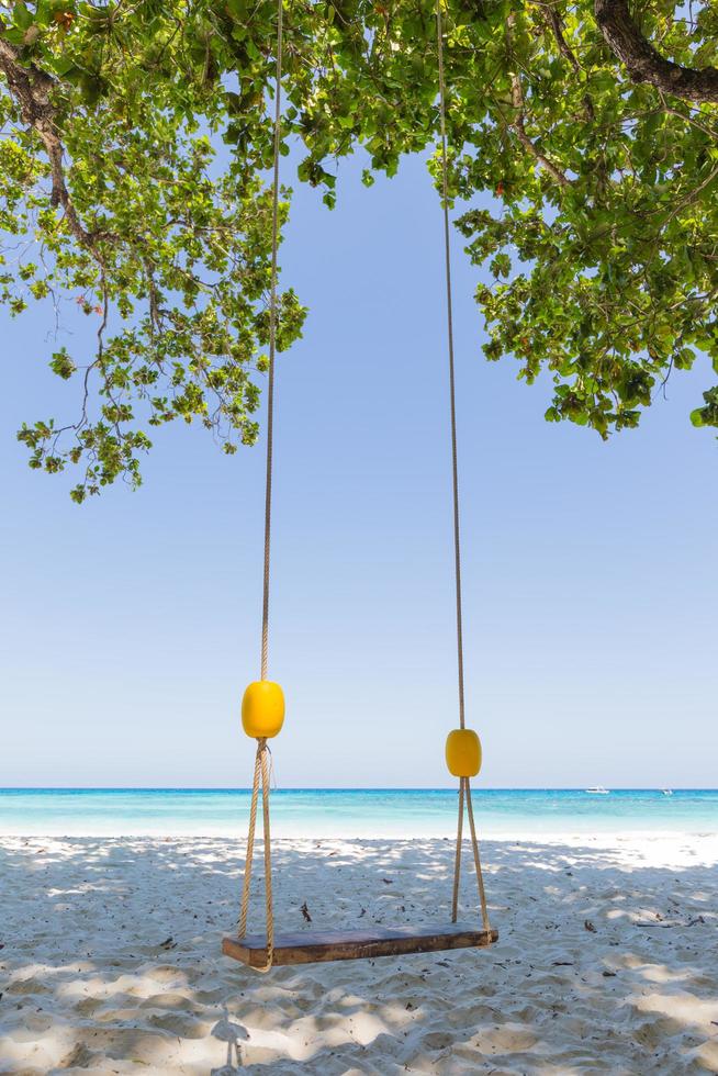 oscillare sotto un albero sulla spiaggia foto