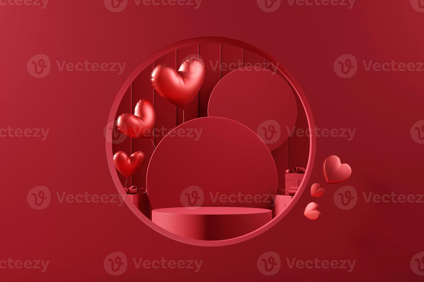 San Valentino giorno palcoscenico podio finto su con cuore Prodotto Schermo vetrina 3d interpretazione foto