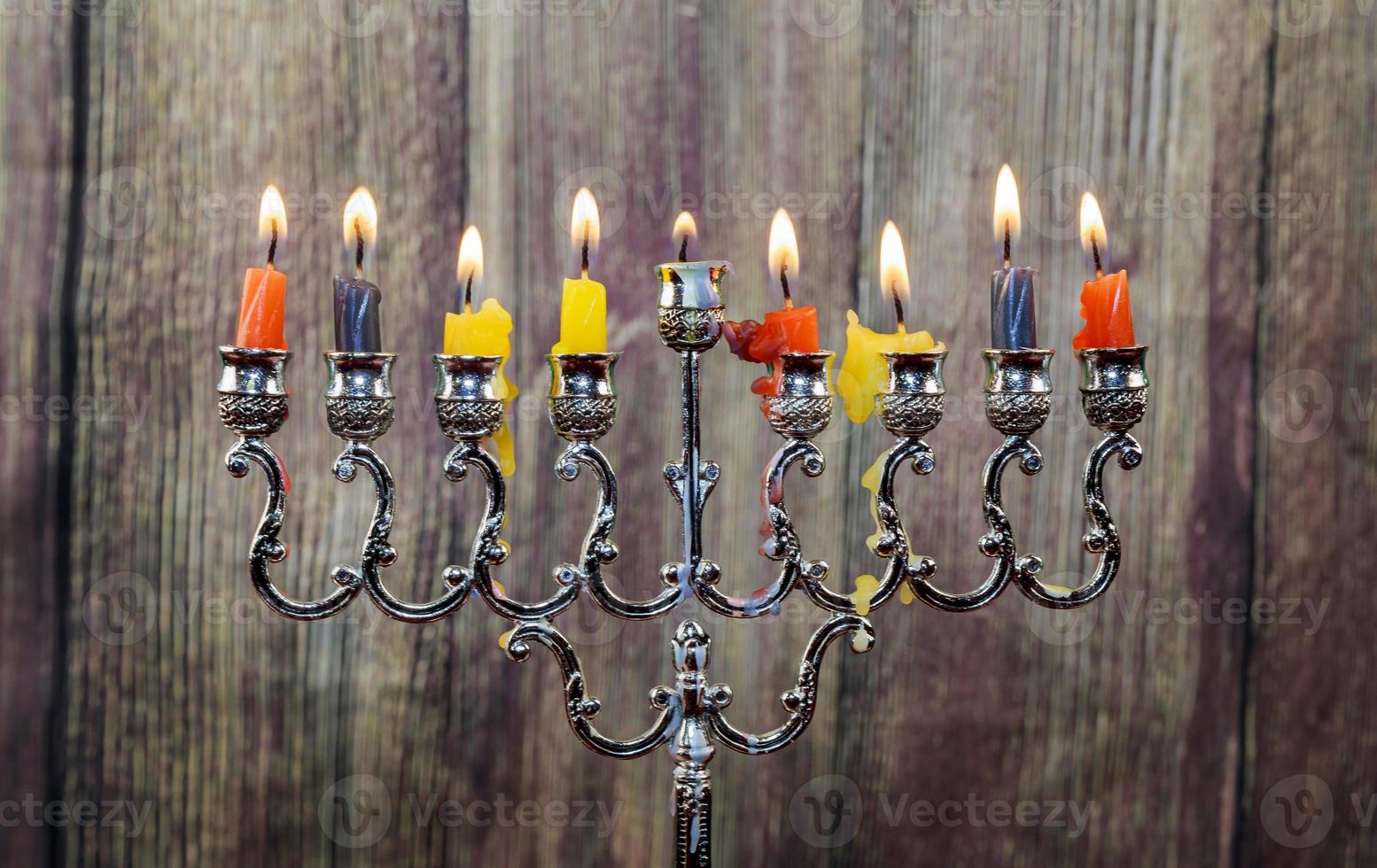 hanukkah con menorah tradizionale foto