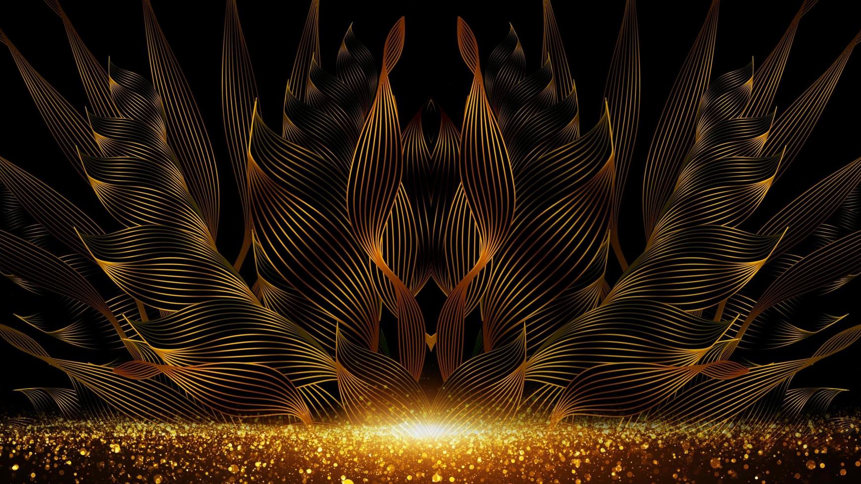nero oro foglia petalo forma Linee fiore d'oro notte reale premi raggiante grafica sfondo scintillare elegante brillare moderno luccichio modello lusso premio aziendale astratto design modello bandiera foto