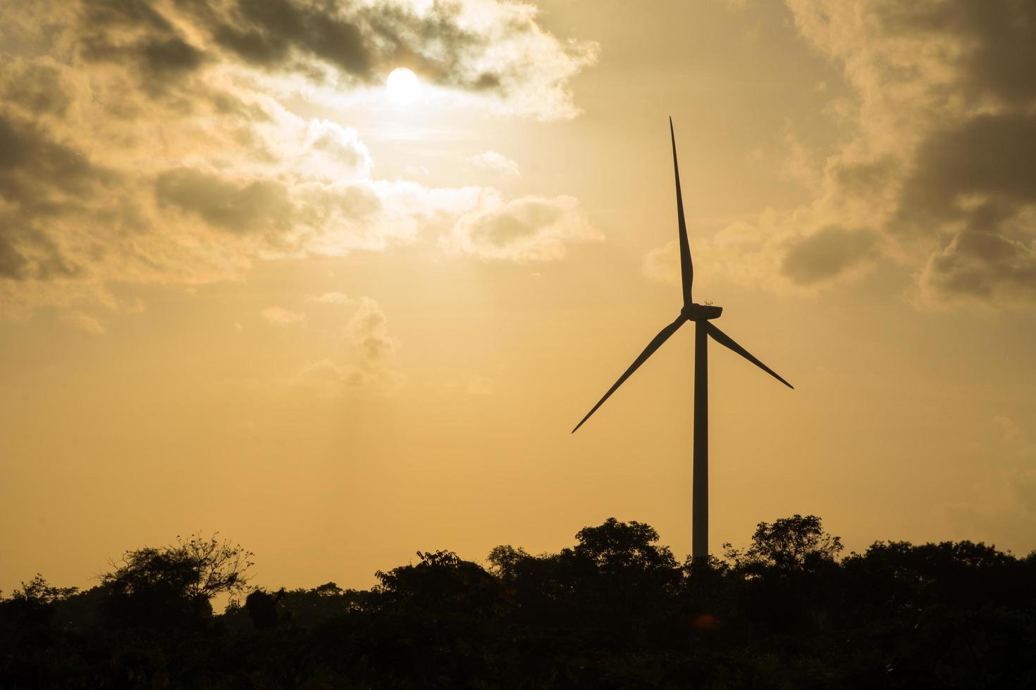 turbina eolica al tramonto foto