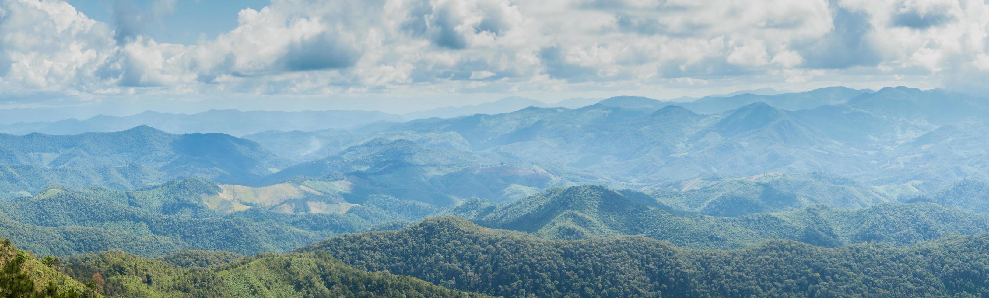 montagna, foresta e cielo foto