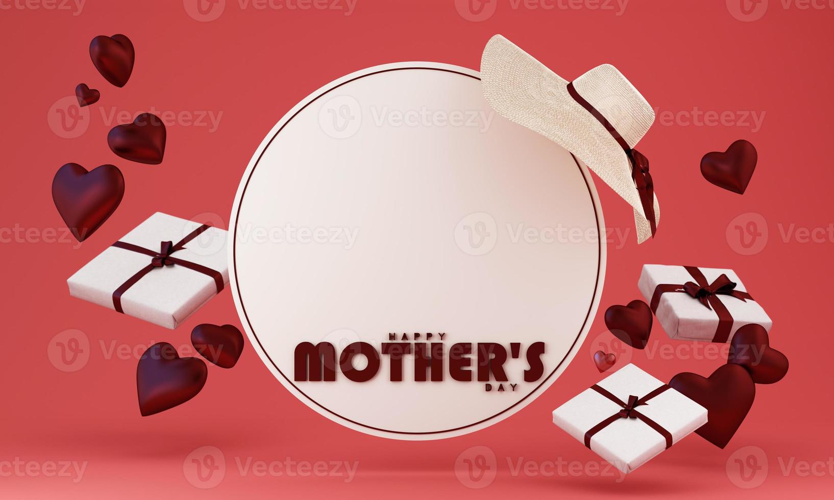 La madre di giorno saluto carta giorno di amore con pubblicità spazio e promozioni con Da donna elementi nel viola e rosa toni. 3d interpretazione foto