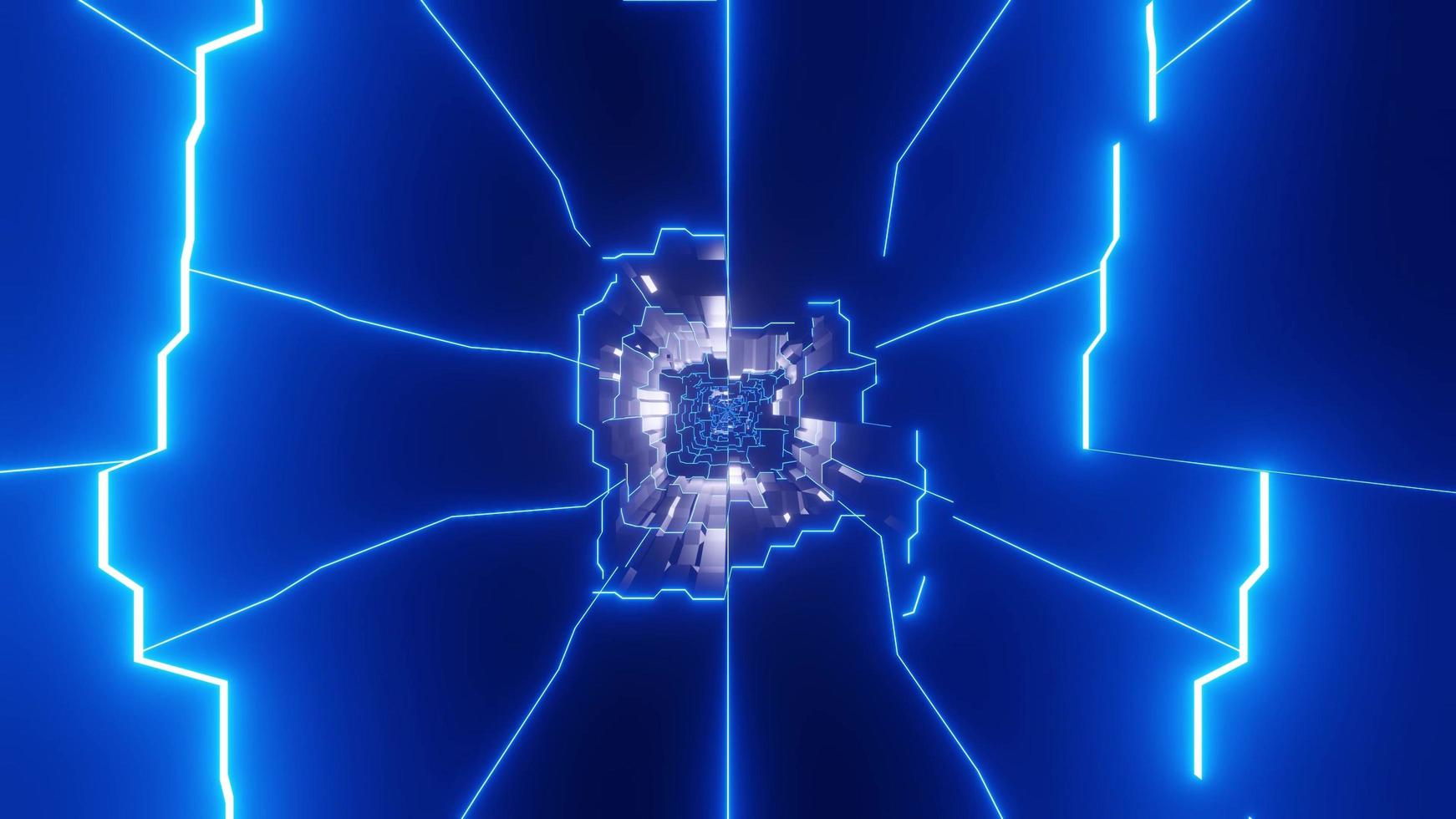 luci e forme blu e bianche nell'illustrazione 3d del caleidoscopio per fondo o carta da parati foto