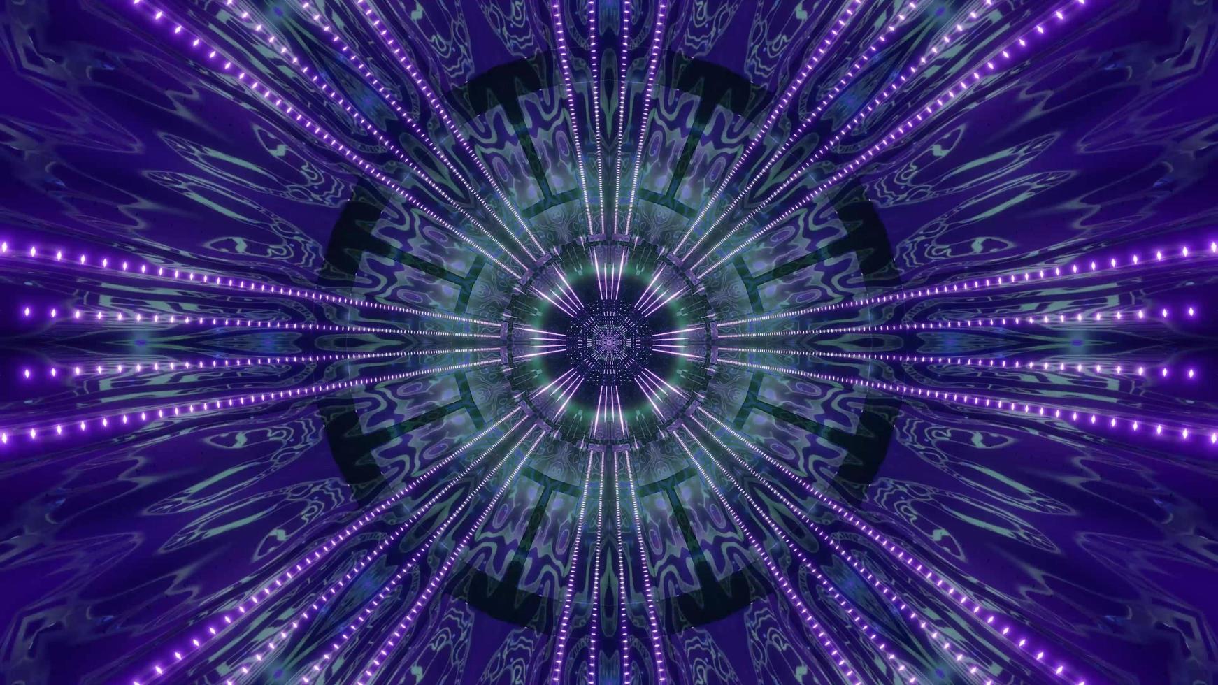 illustrazione 3d caleidoscopio di forme e luci blu, viola e bianche per lo sfondo o lo sfondo foto