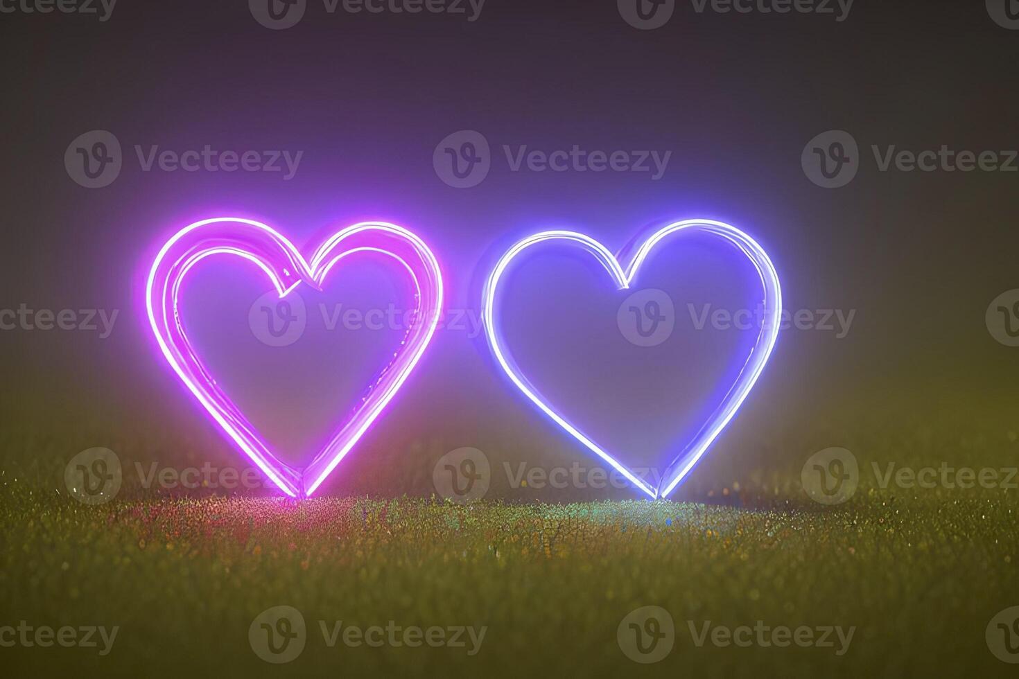 il cuore forme su astratto leggero neon luccichio sfondo nel amore concetto per san valentino giorno con dolce e romantico. neon cuore raggiante sfondo spazio per testo. design e digitale Materiale. foto