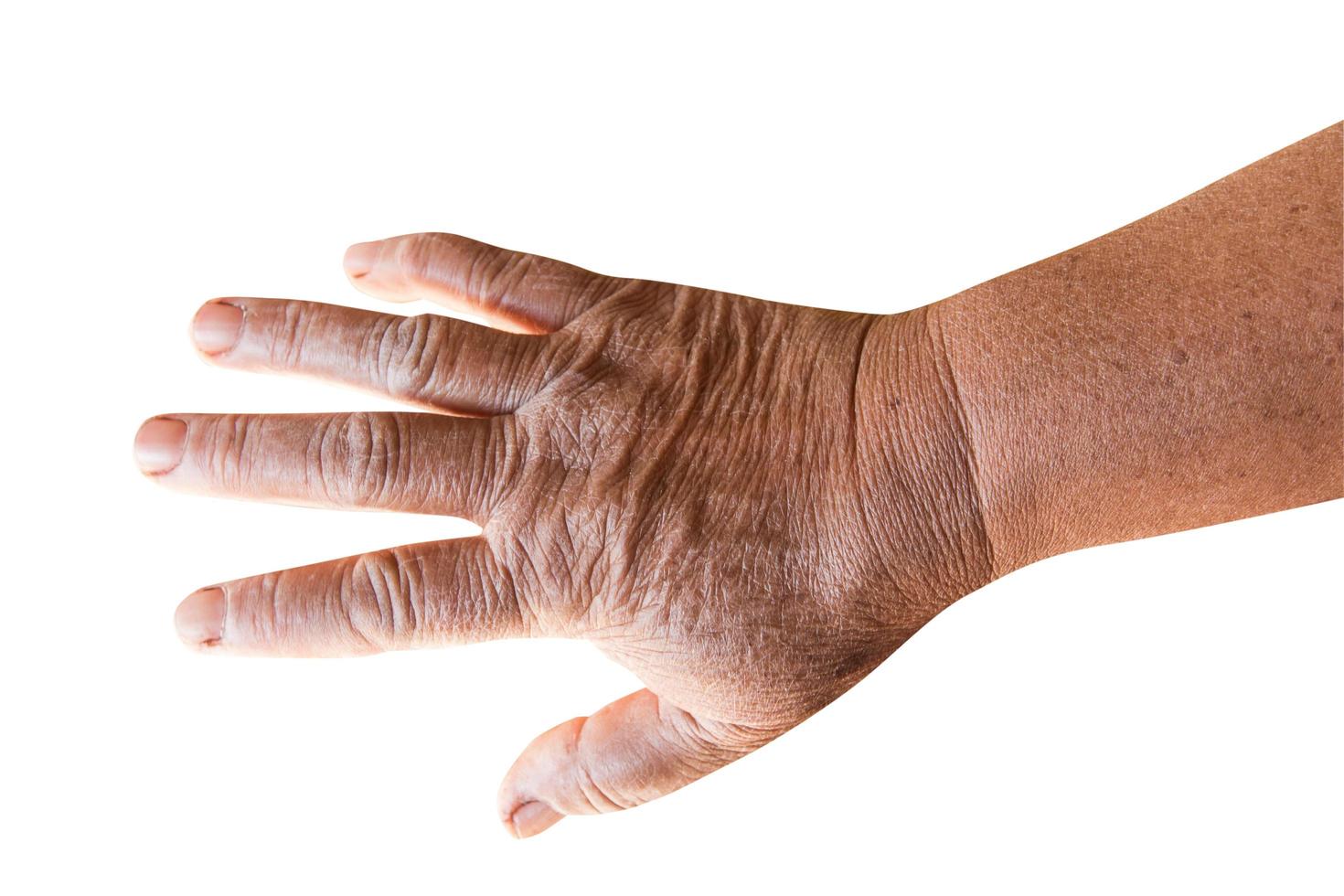mano e pelle Linee donna su isolato bianca sfondo con ritaglio sentiero. foto