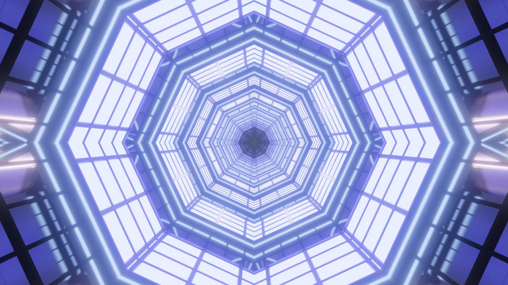 disegno del caleidoscopio dell'illustrazione 3d blu, viola e bianco per fondo o carta da parati foto