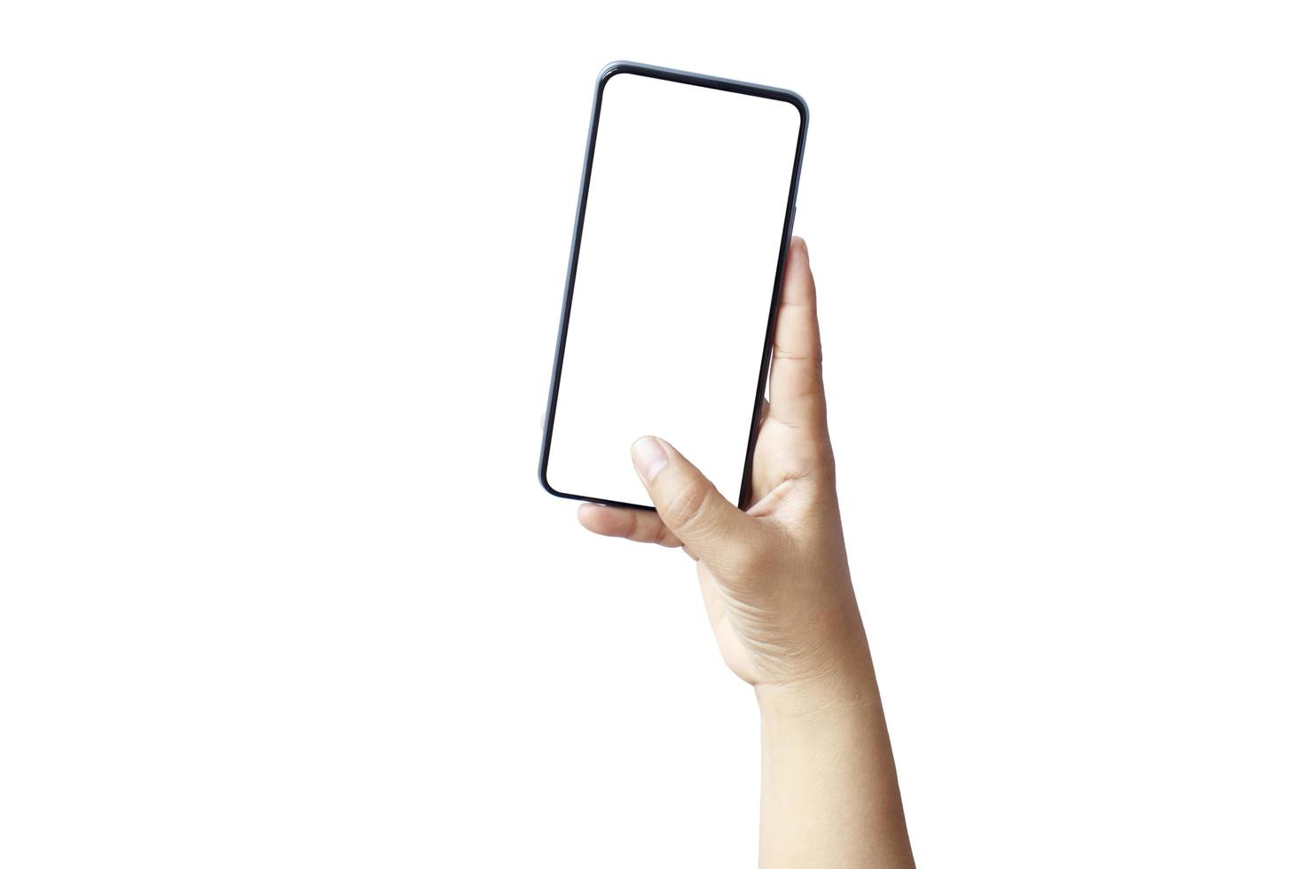smartphone mobile con un design elegante e uno schermo vuoto isolato su sfondo bianco con il tracciato di ritaglio foto