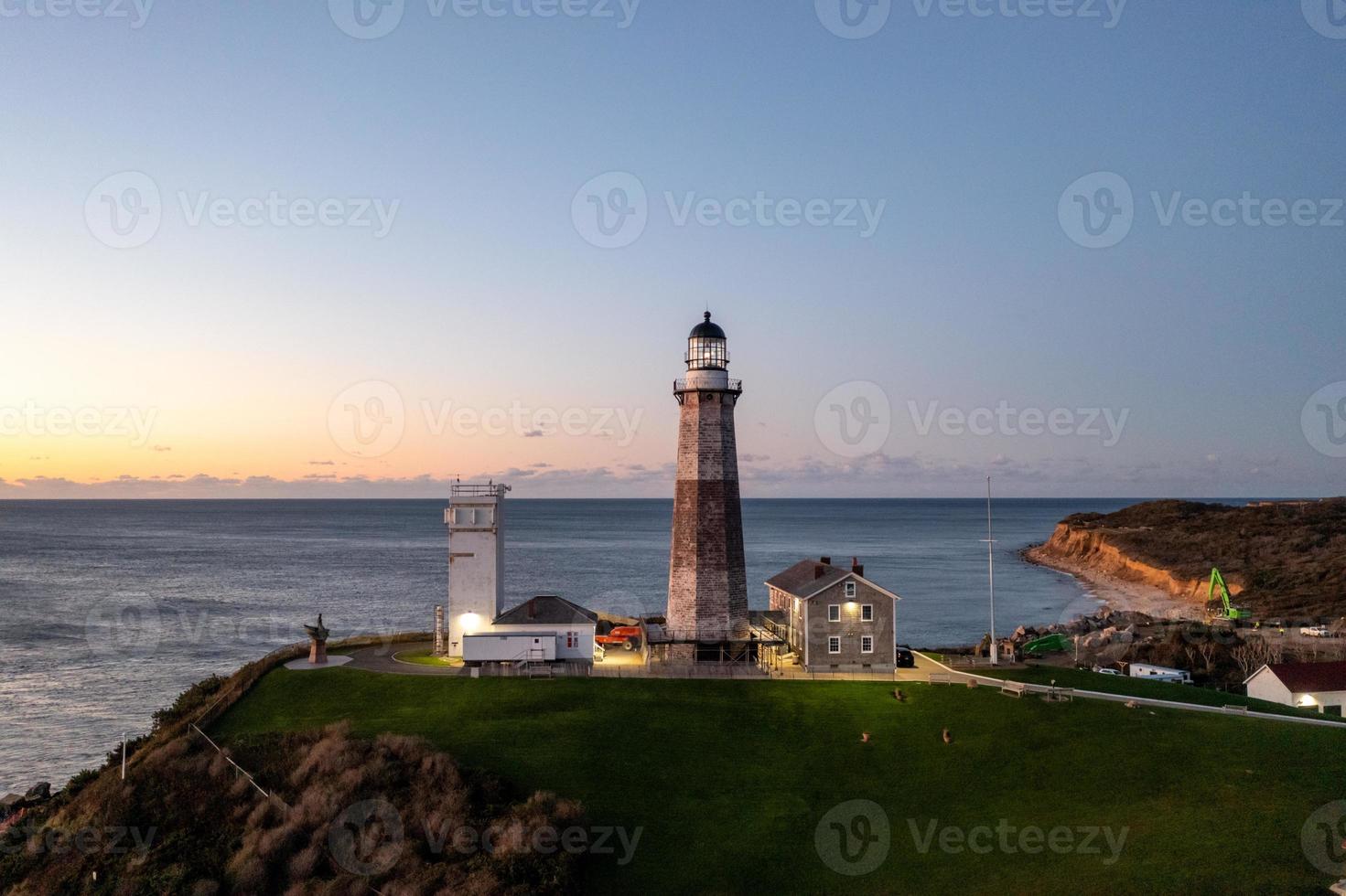 montauk faro e spiaggia a Alba, lungo isola, nuovo York, Stati Uniti d'America. foto