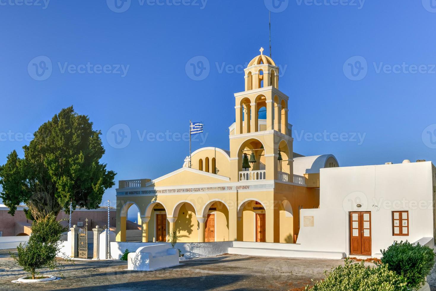 santo giorgio Oia greco santo ortodosso Chiesa iscrizione agios giorgio nel oia, santorini, Grecia foto