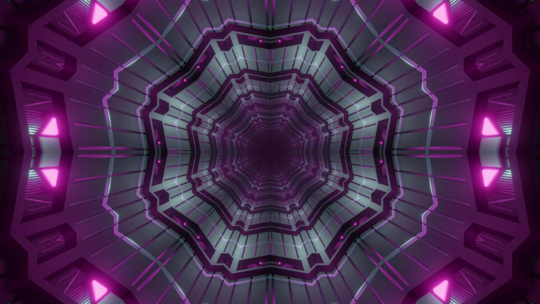 rosa e viola 3d tunnel caleidoscopio design illustrazione per sfondo o carta da parati foto