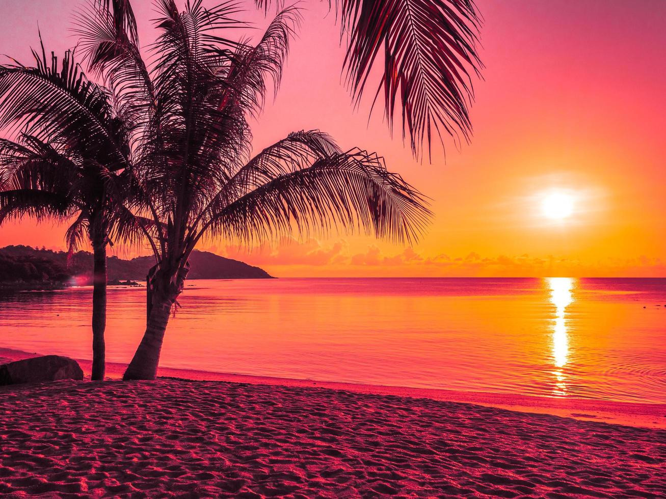 bella spiaggia tropicale all'alba foto