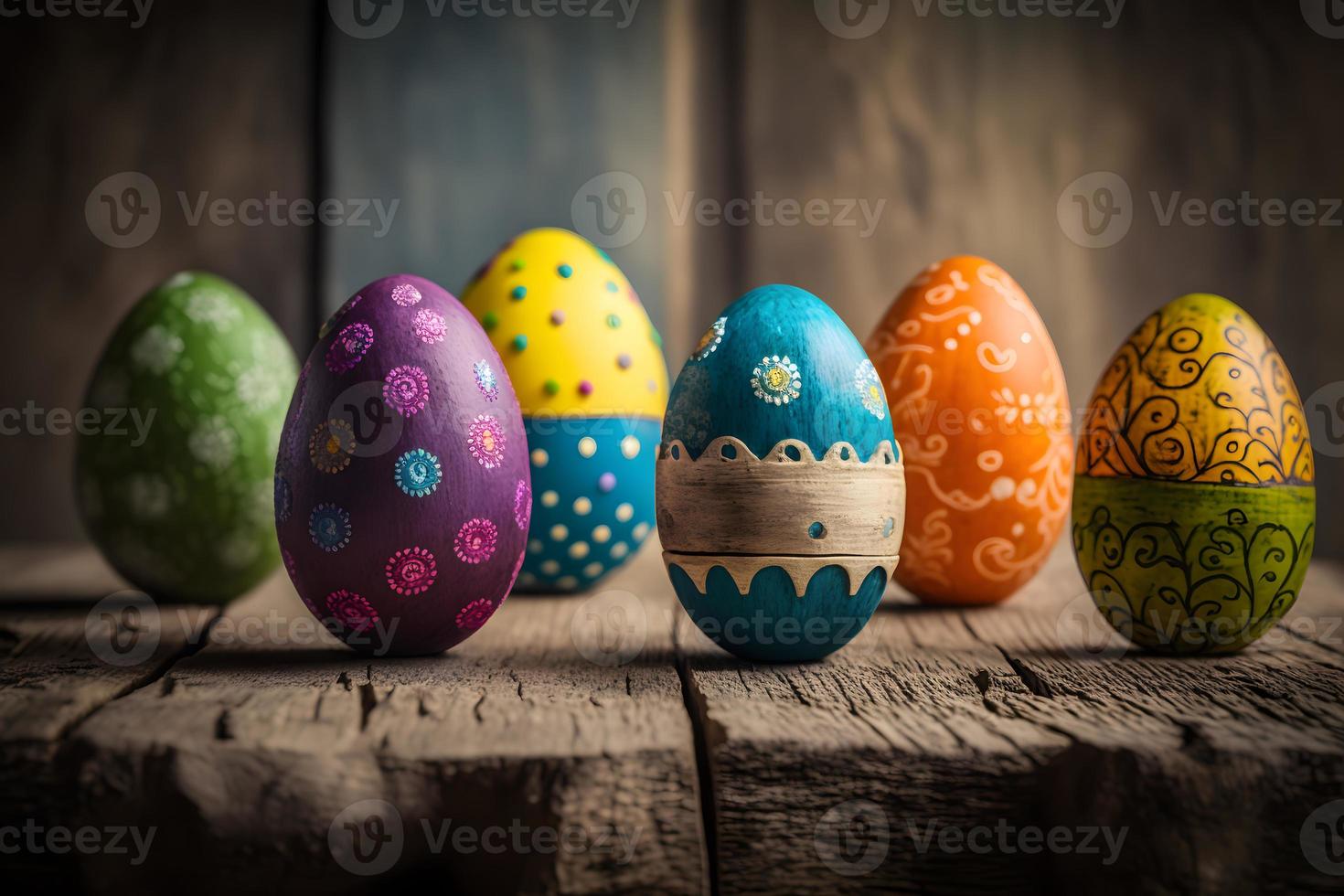 colorato Pasqua decarazioni su di legno tavola fotografia foto