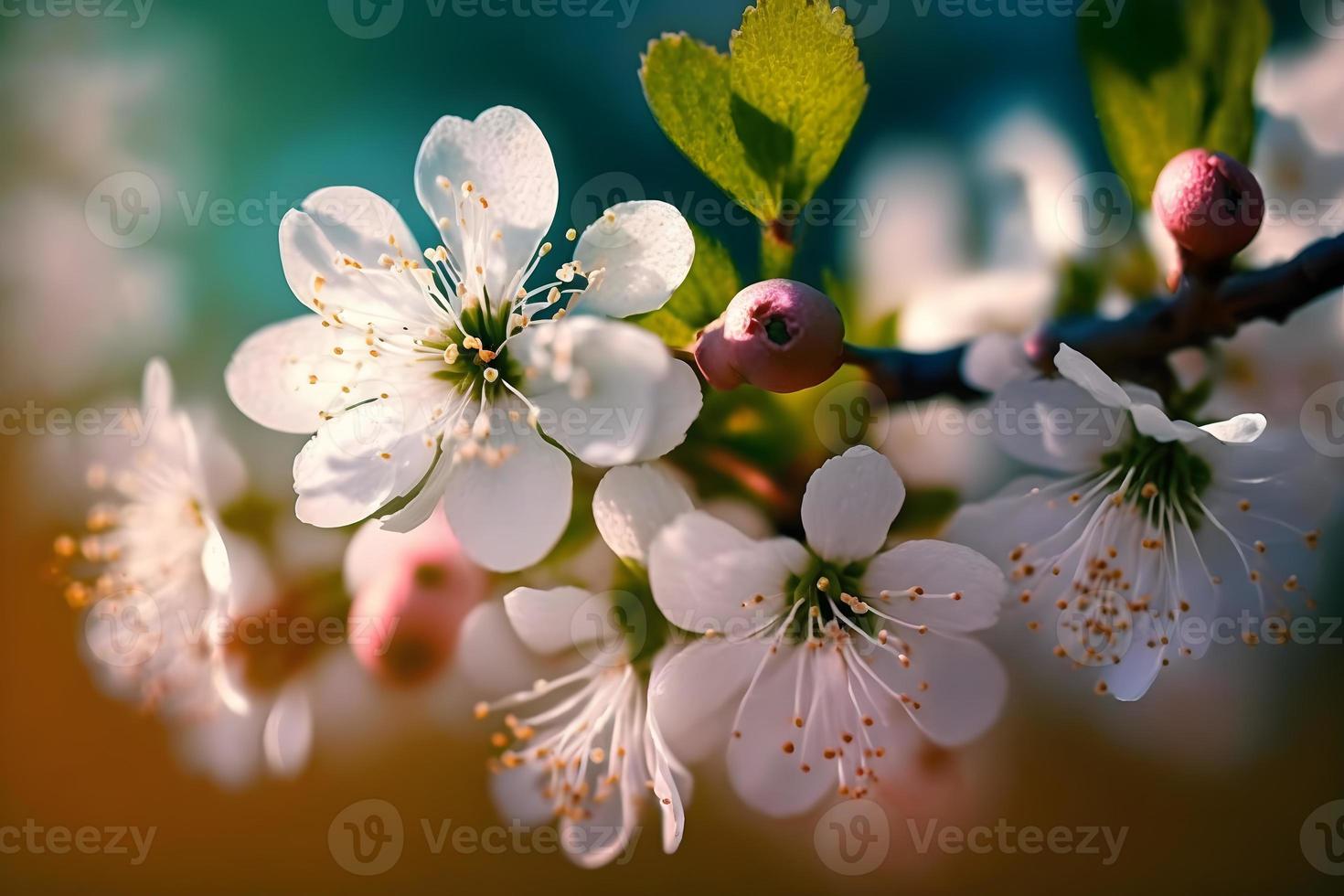 bellissimo ciliegia albero con tenero fiori. sorprendente primavera fiorire foto