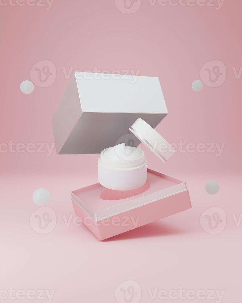 un' finto su di realistico vuoto cosmetico tubo isolato su luminosa rosa sfondo, 3d interpretazione , 3d illustrazione foto