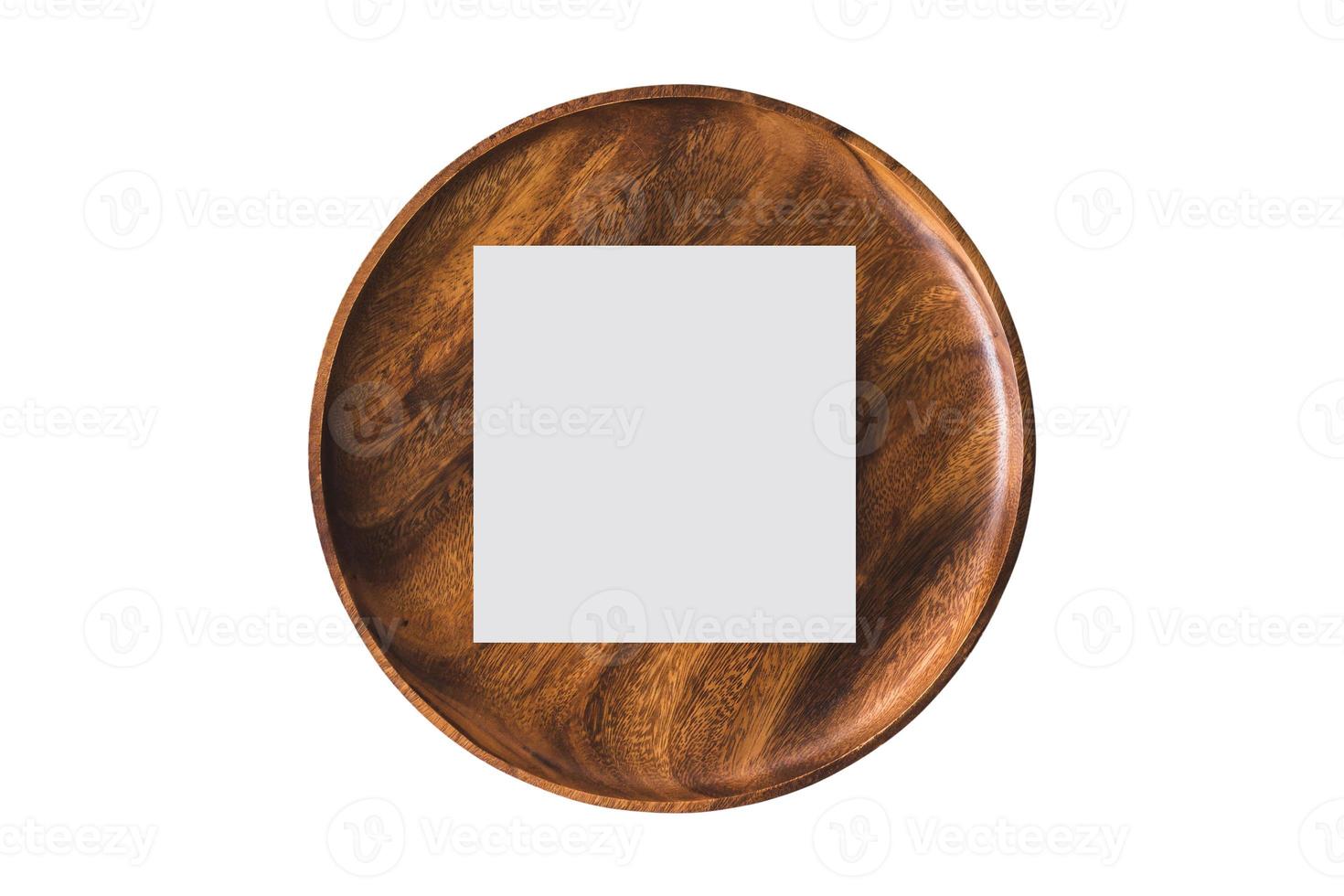4131 di legno vassoio e bianca Nota isolato su un' trasparente sfondo foto