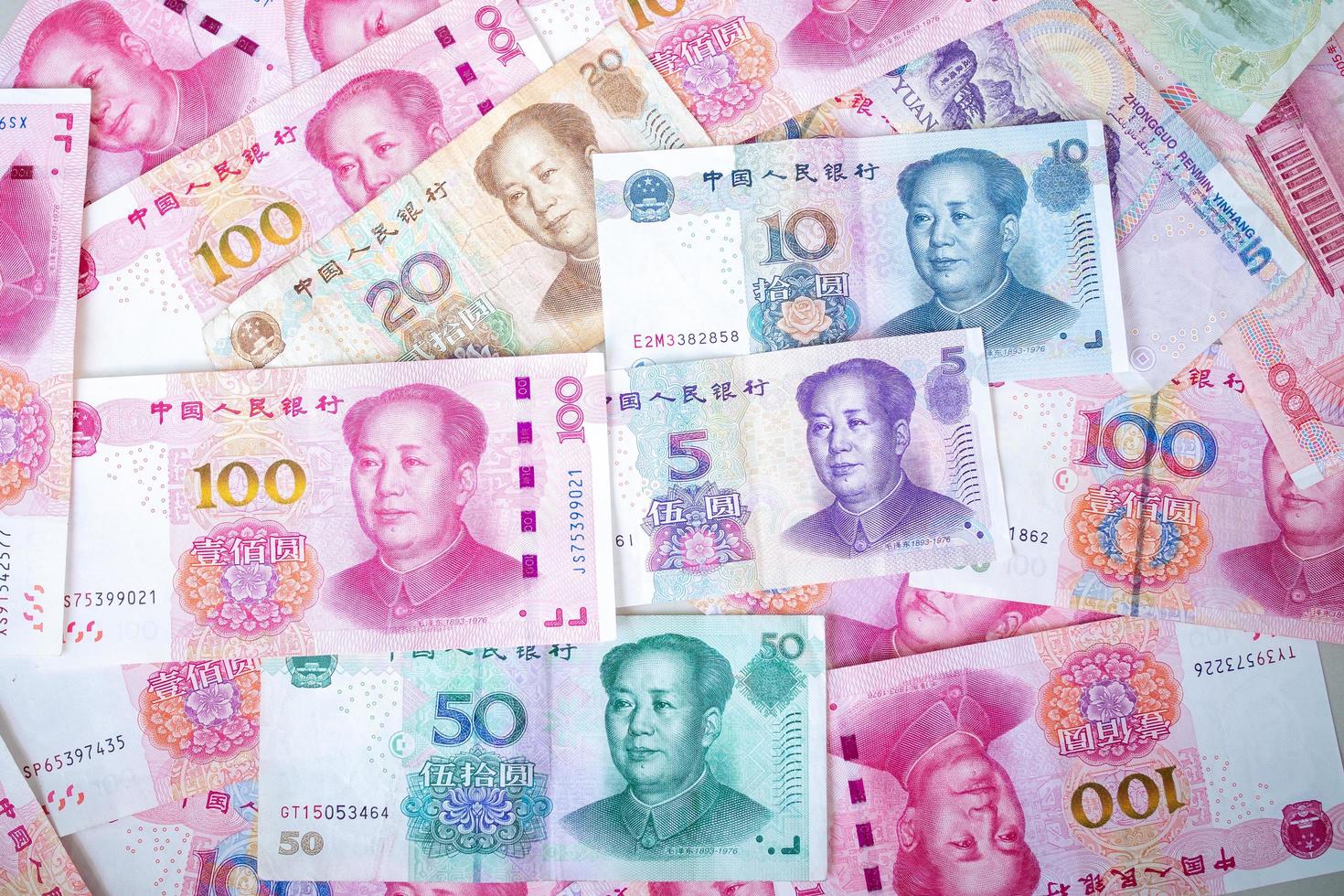 impostato di Cinese moneta i soldi yuan renminbi. foto