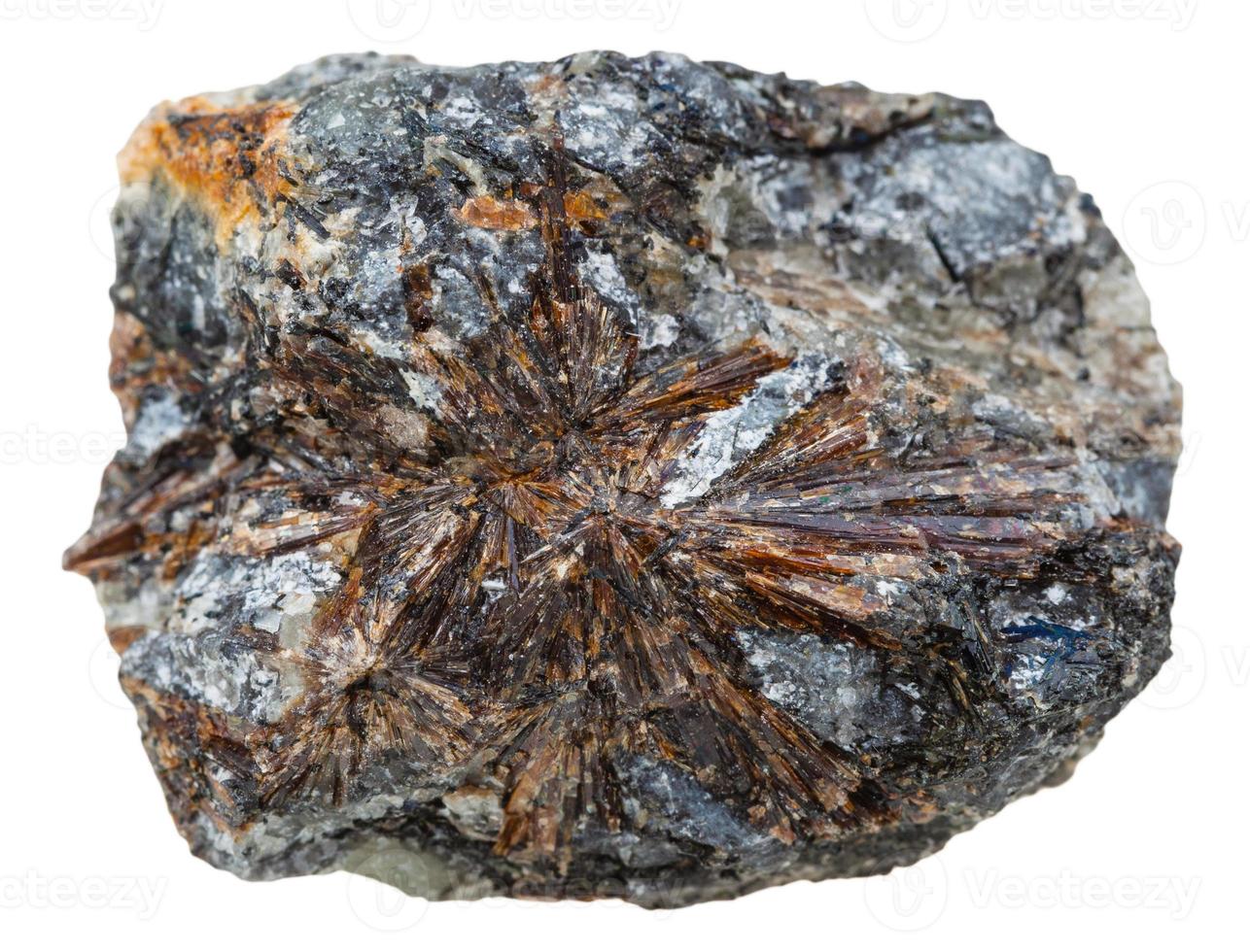 lamprofillite minerale pietra isolato su bianca foto