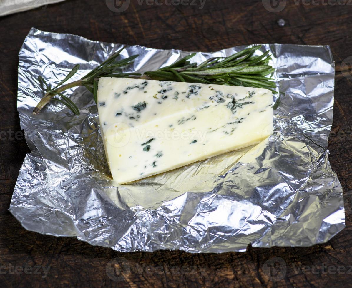 pezzo di formaggio con muffa roquefort su un' pezzo di Foglio foto