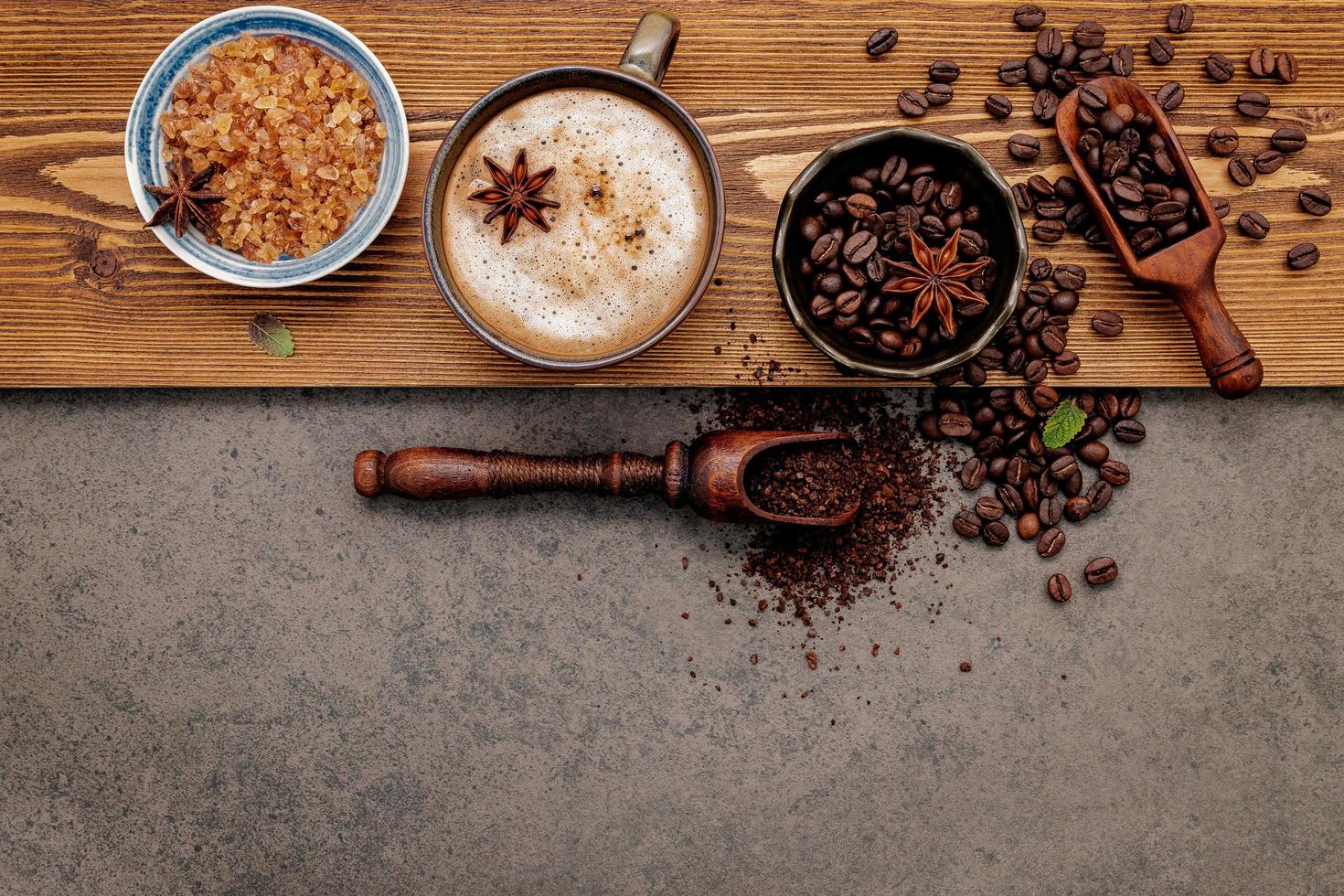 vista dall'alto di caffè aromatizzato foto