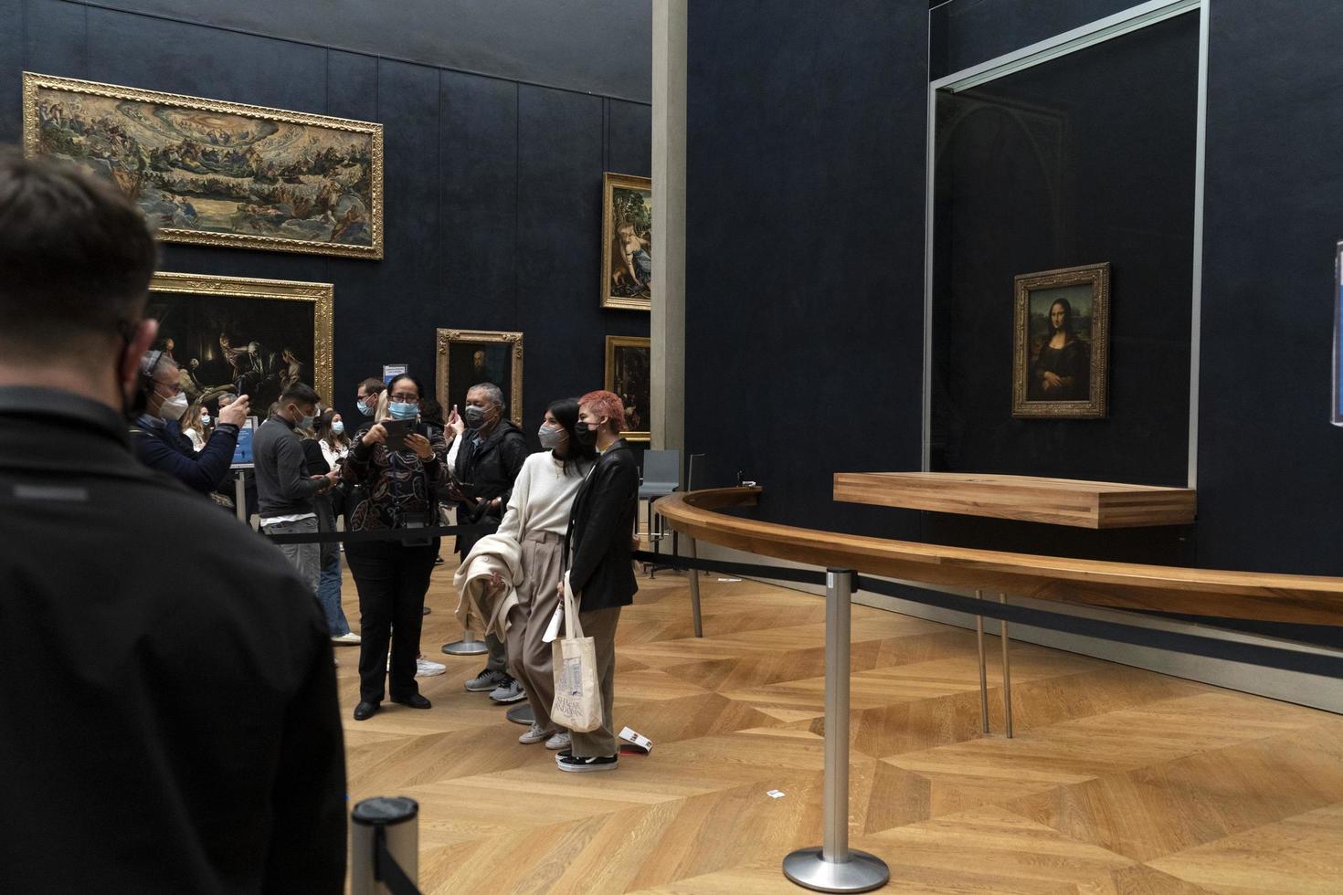 Parigi, Francia - novembre 18 2021 - mona lisa camera è affollato di persone foto