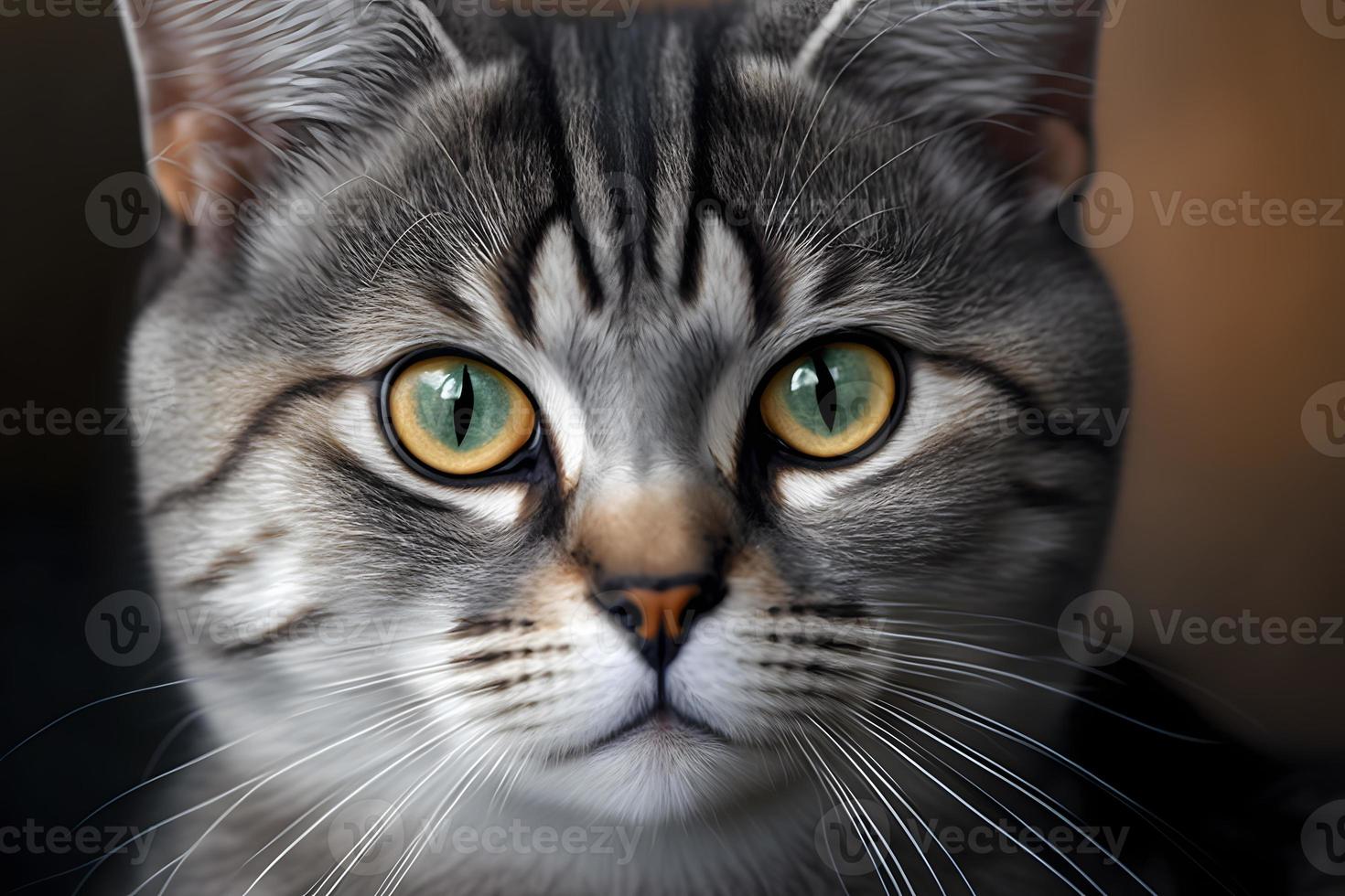 ritratto di un' bellissimo grigio a strisce gatto vicino su fotografia foto