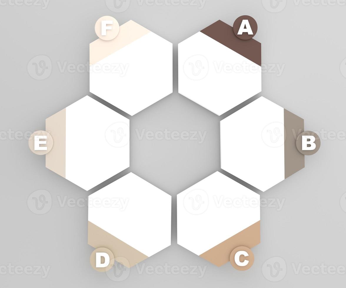 illustrazione esagono infografica sei opzioni. modello per opuscolo, ragnatela design. foto