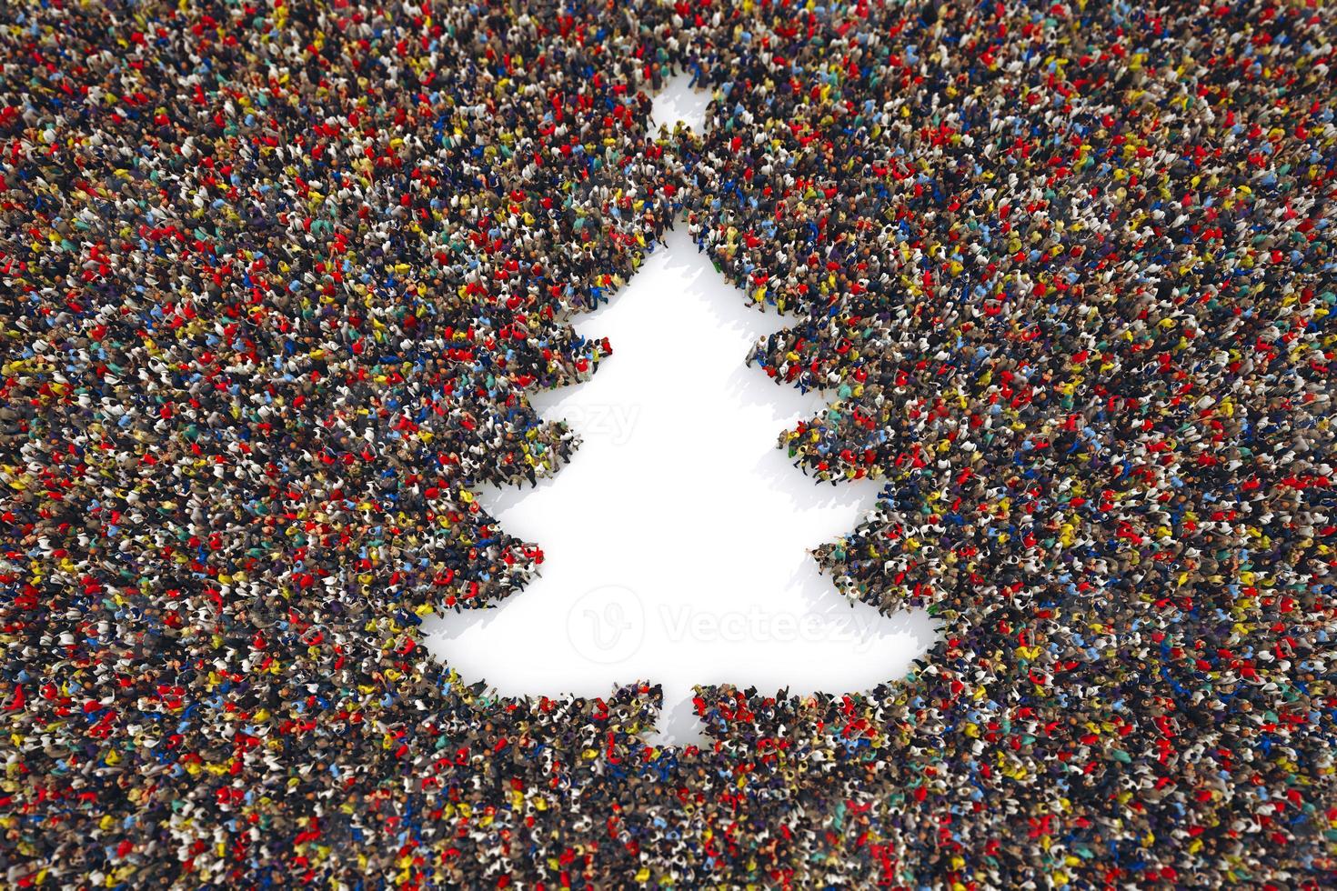 persone modulo il forma di un' Natale albero. 3d interpretazione foto